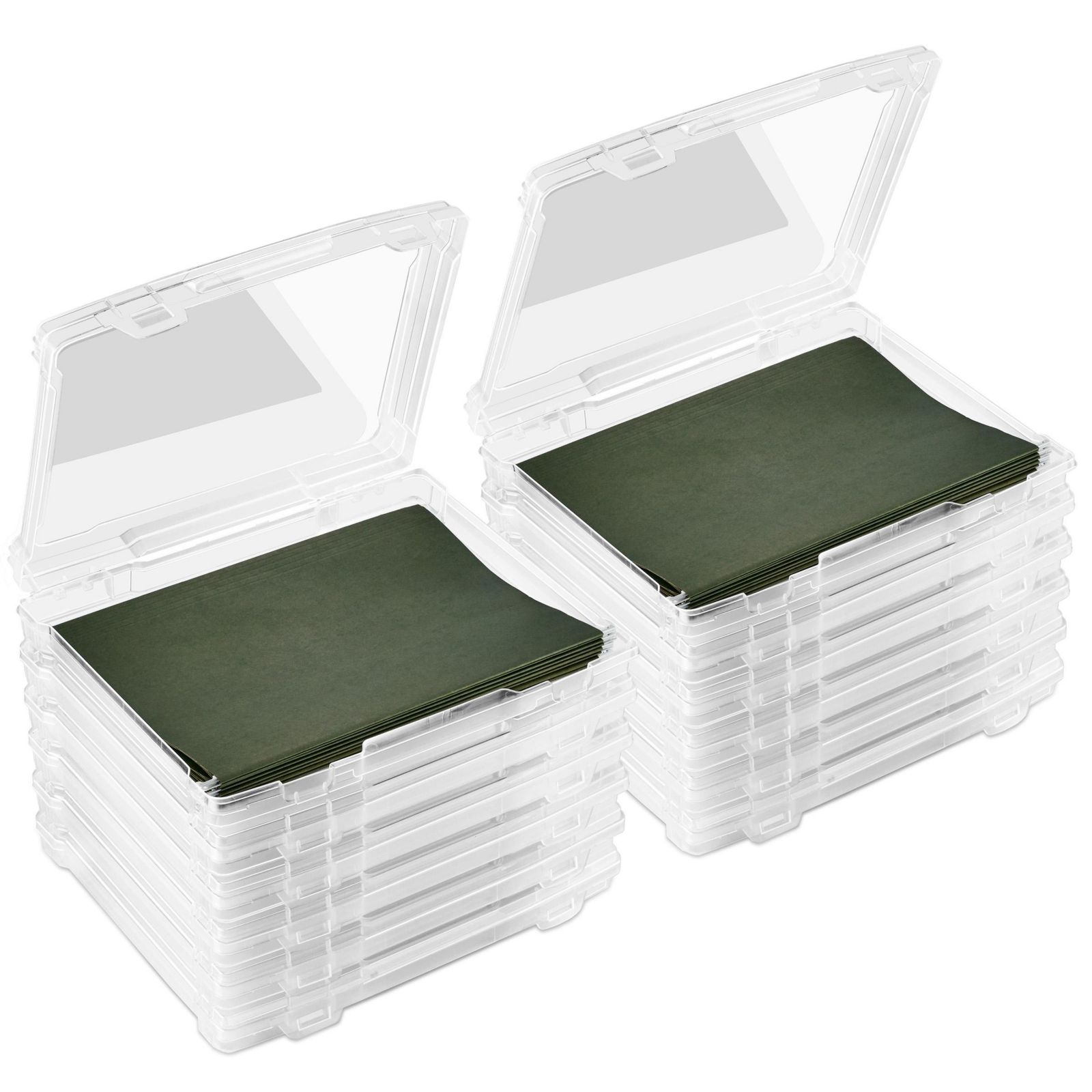 Sorbus Set of 12 Thin Hanging File Organizer Bin Clear Plastic Stackable for Document Storage