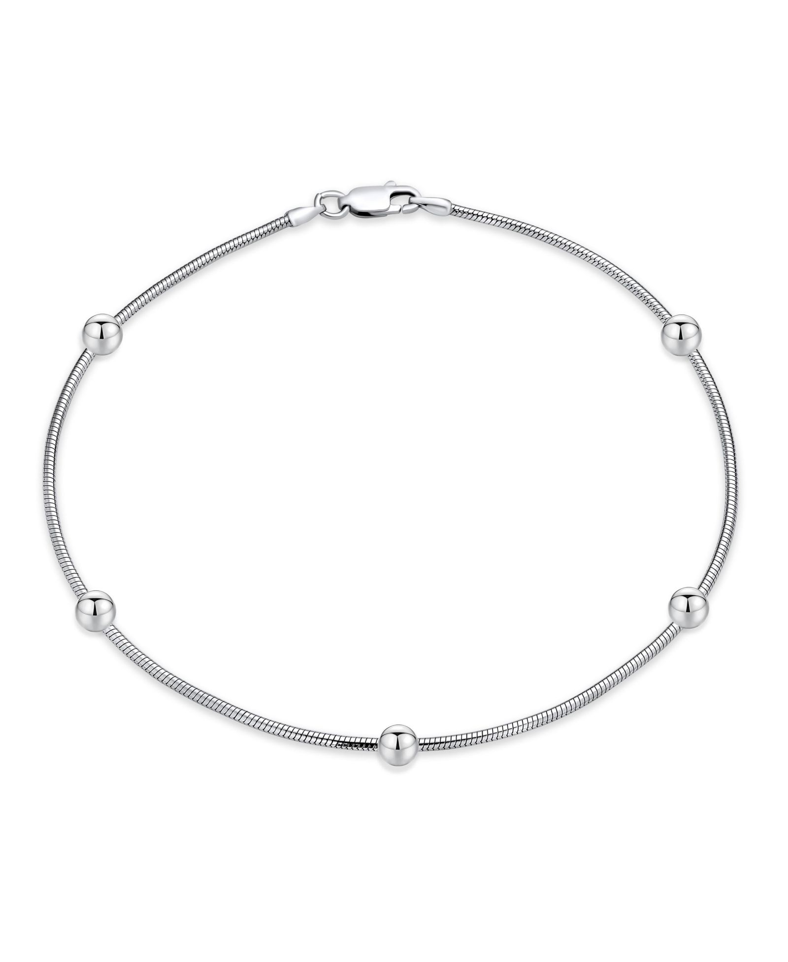 Bling Jewelry браслет-анклет со змейкой 4mm Ball Bead