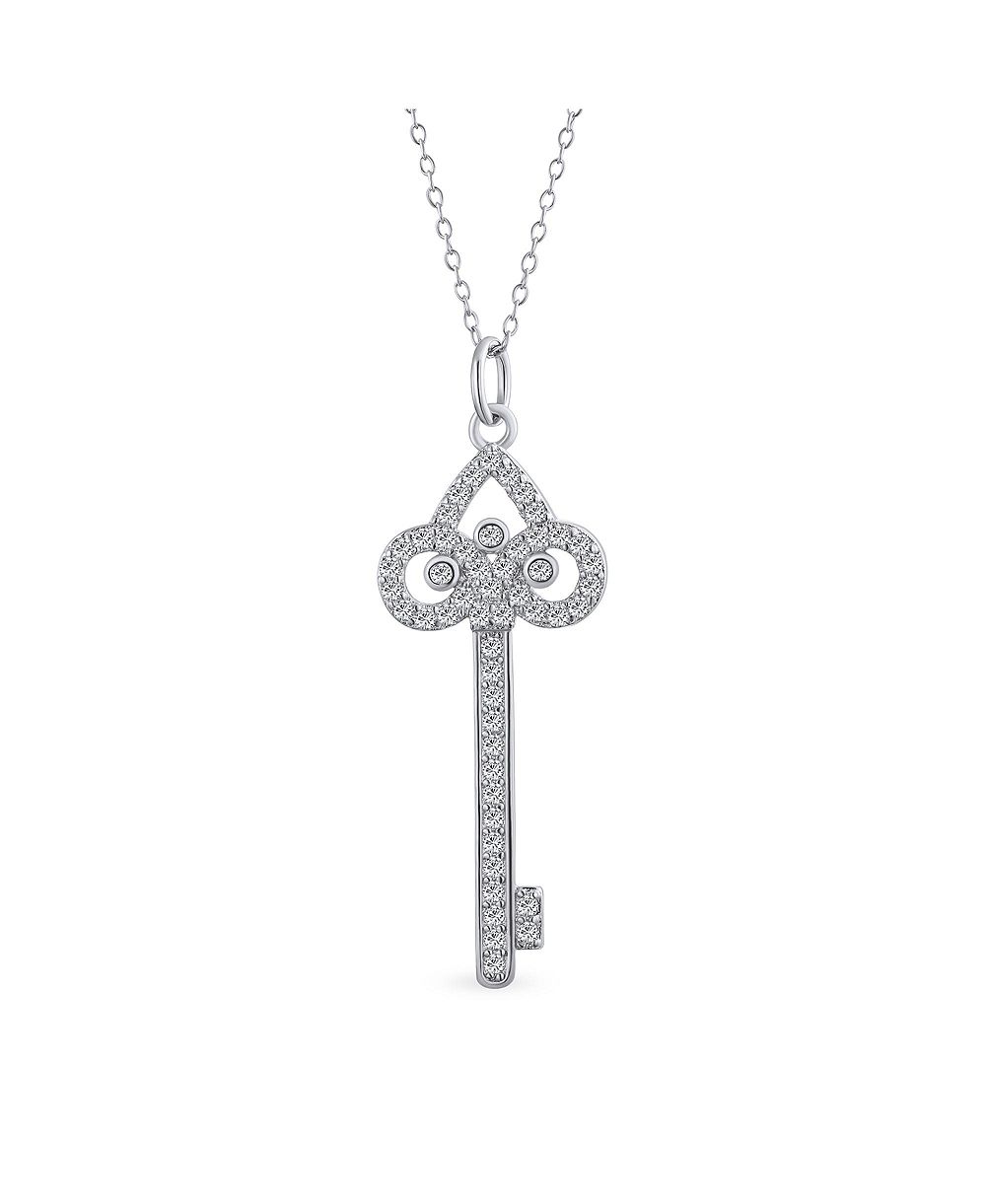 Подвеска Bling Jewelry в форме ключа Fleur De Lis, кулон с цирконием, серебро .925