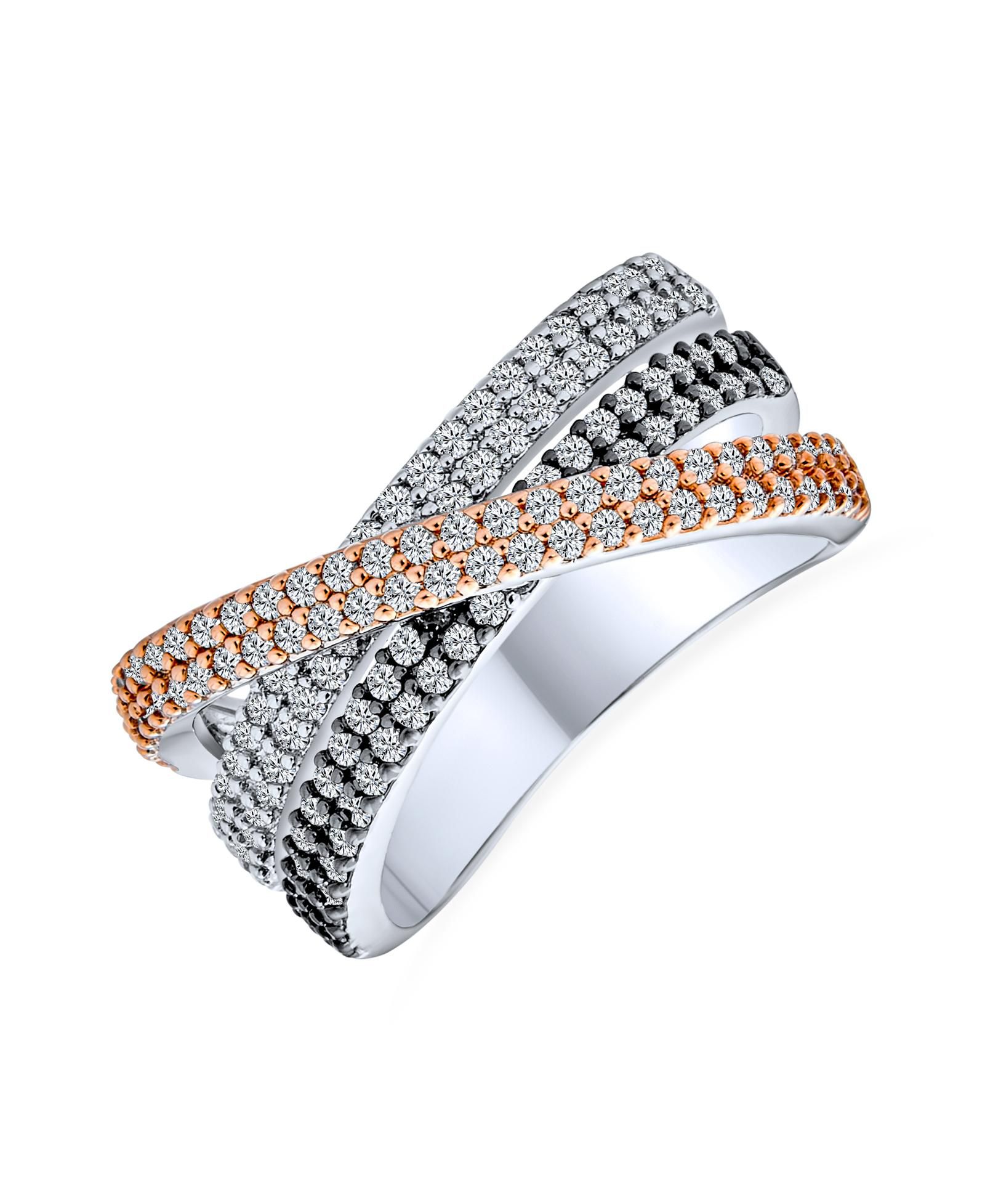 Кольцо Bling Jewelry Tri Color CZ Eternity Band