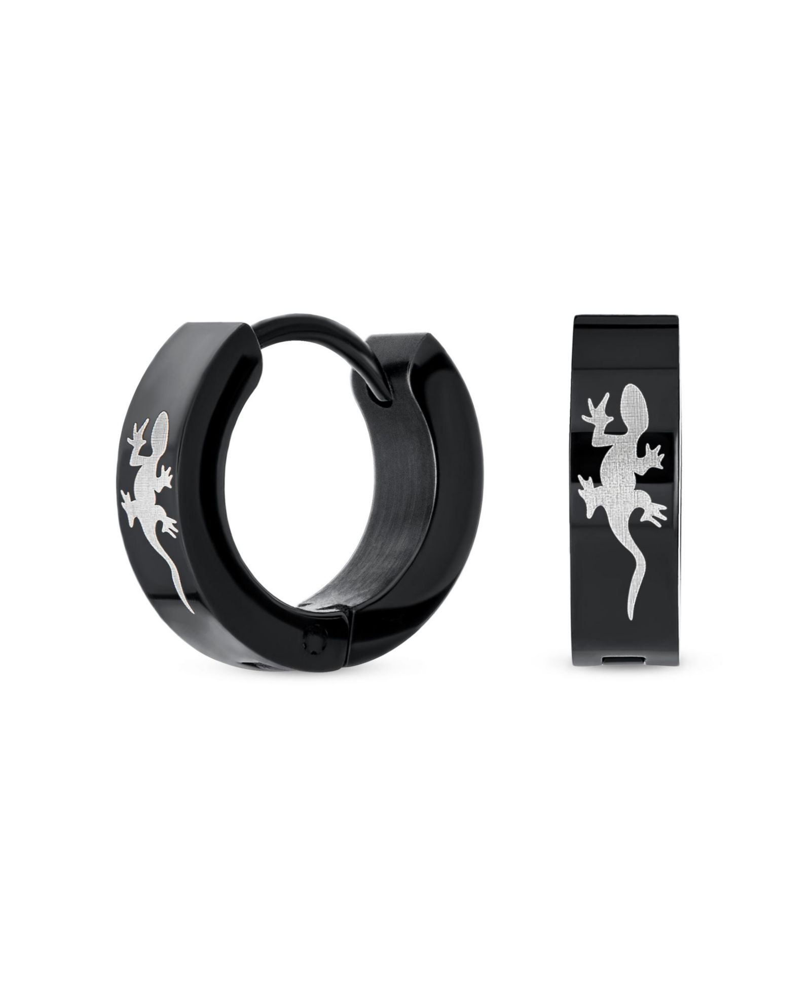 Серьги-кольца Bling Jewelry Lizard Kpop с гравировкой из нержавеющей стали