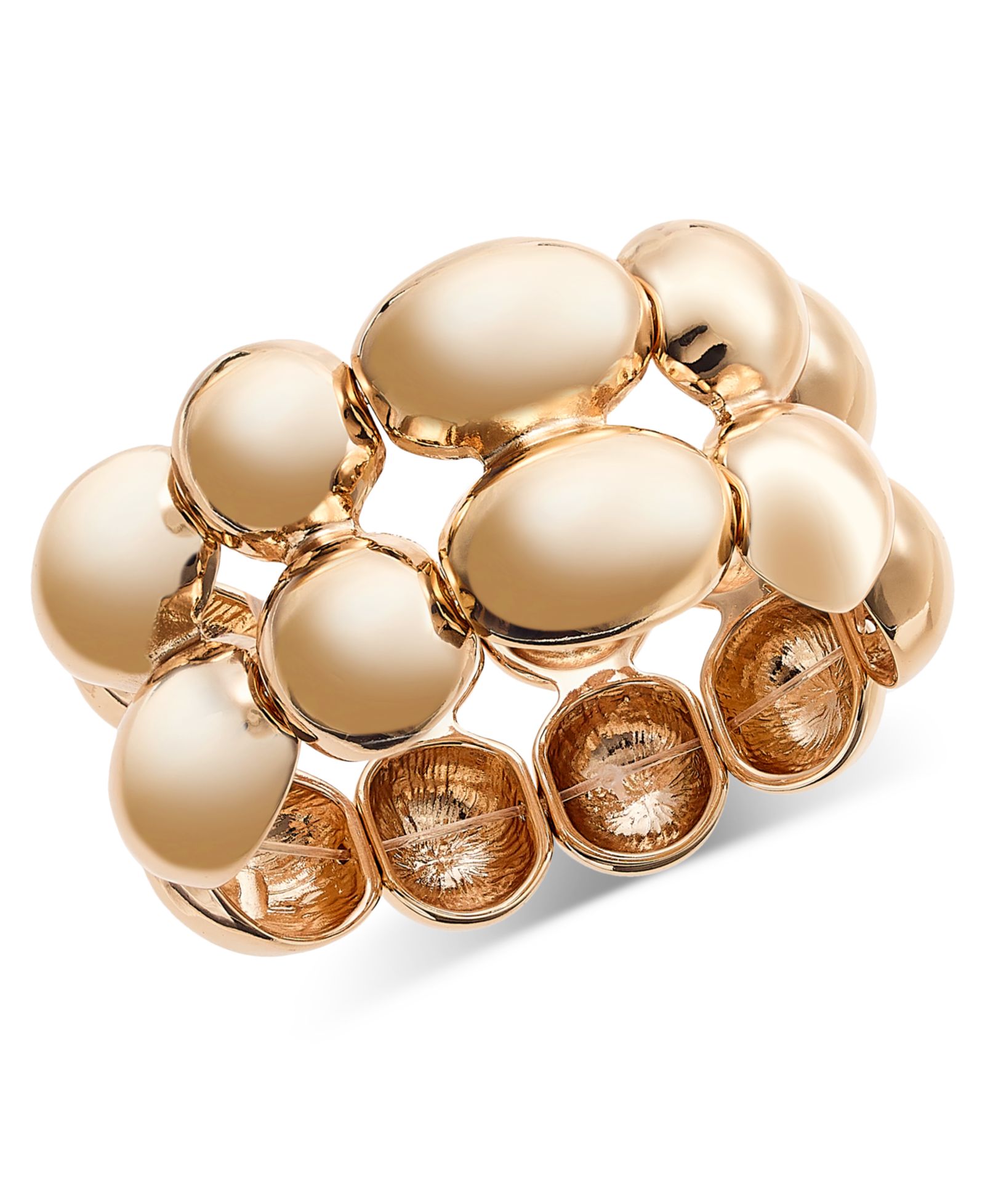 Браслет I.N.C. International Concepts Gold-Tone Sculptural Bead Double Row Flex
