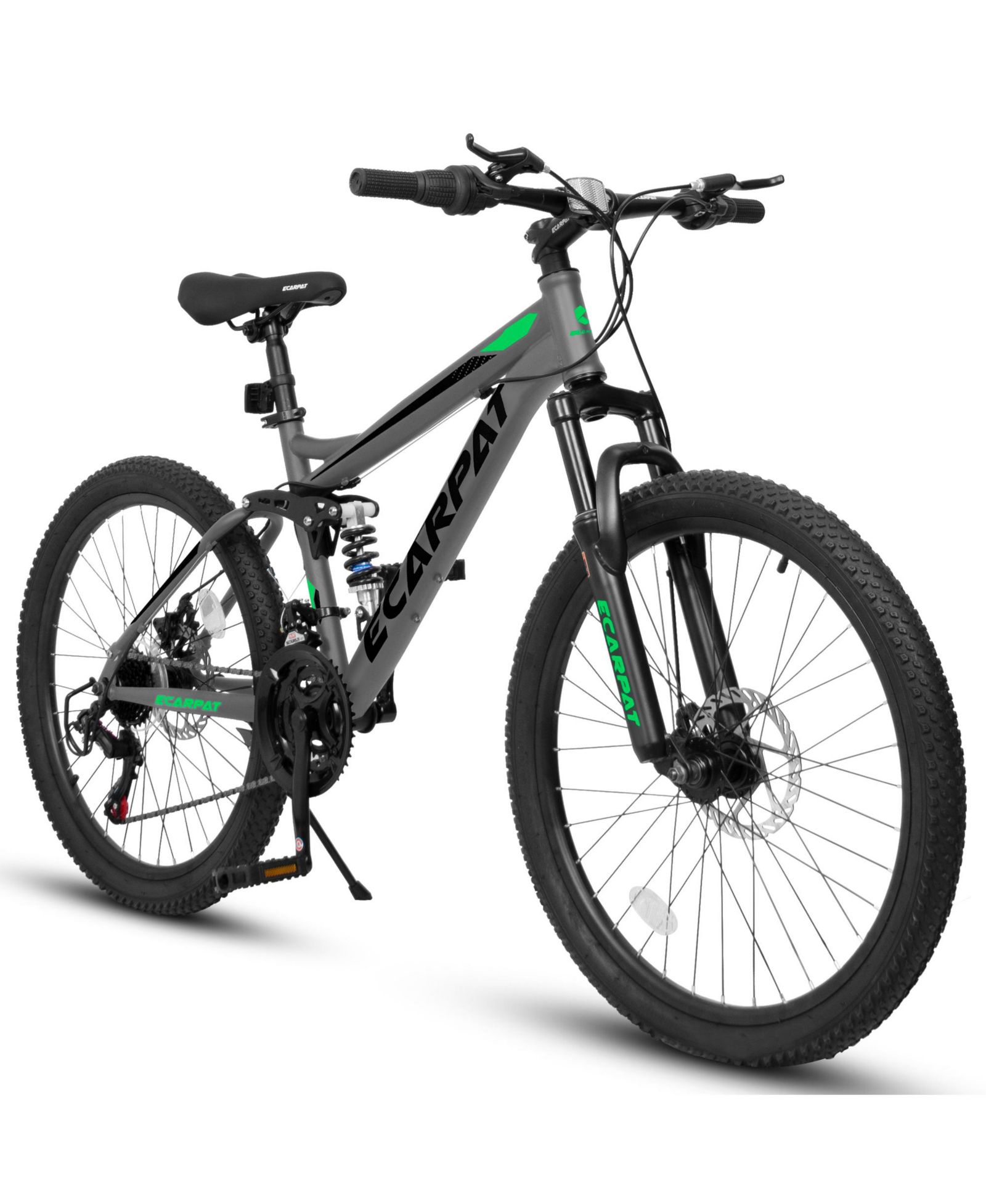 Горный велосипед Streamdale Furniture 24 Inch Wheels, 21-Speed Full Suspension Мужской Женский Trail Commuter City, High Carbon Steel Frame Disc Brakes Grip Shifter Front Fork Rear Shock Absorber