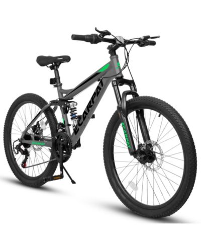 Streamdale Furniture Mountain Bike 24 Inch Wheels, 21-Speed Full Suspension Mens Womens Trail Commuter City Mountain Bike, High Carbon Steel Frame Disc Brakes Grip Shifter Front Fork Rear Shock Absorber Bicycles