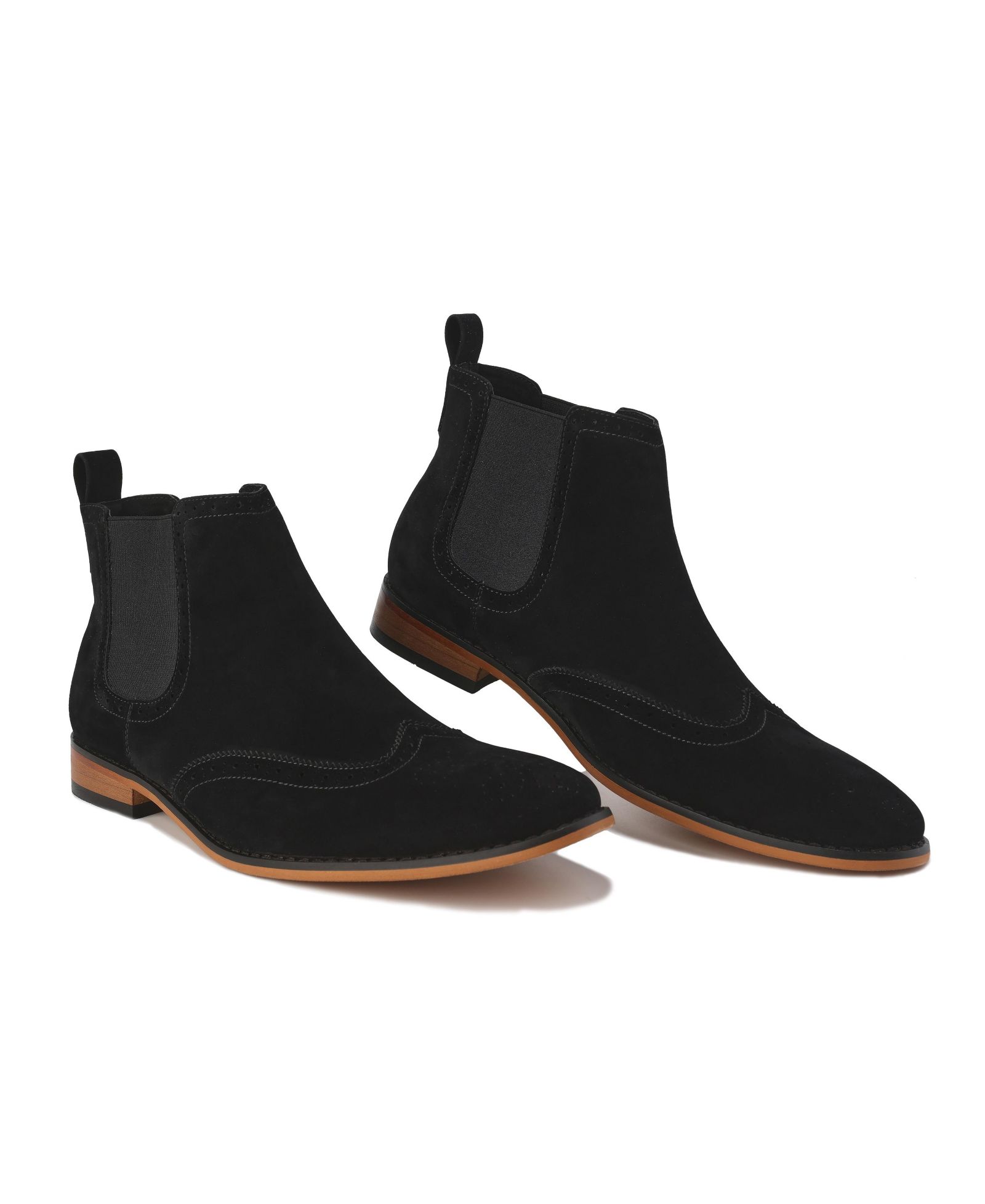 Gino Vitale Men's Slip On Wing Tip Chelsea Boots