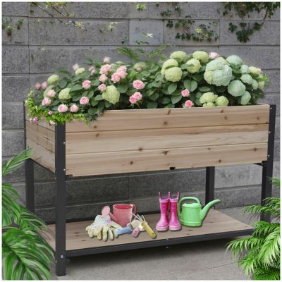 Streamdale Furniture Streamdale 45" Iron-Wood Raised Garden Beds w/ Storage