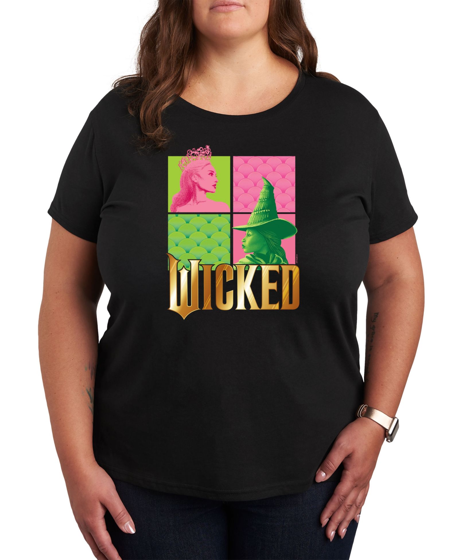 Футболка Hybrid Apparel Plus Size Wicked Elphaba Glinda Graphic Crew Neck