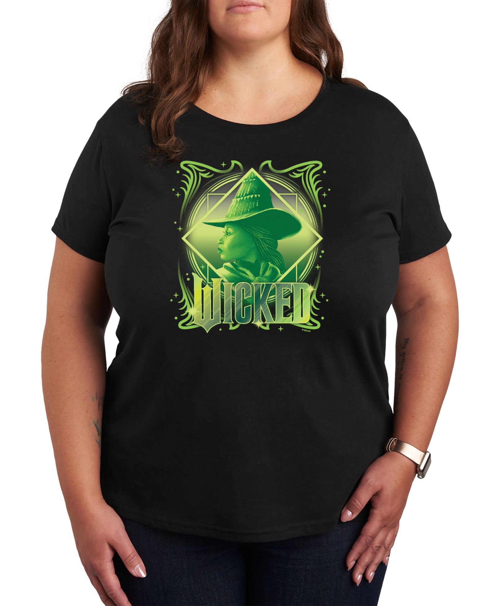 Hybrid Apparel Plus Size Wicked Elphaba Graphic Crew Neck T-Shirt