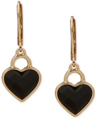 Anne Klein серьги-подвески с золотистым оттенком и мотивом сердца из камня