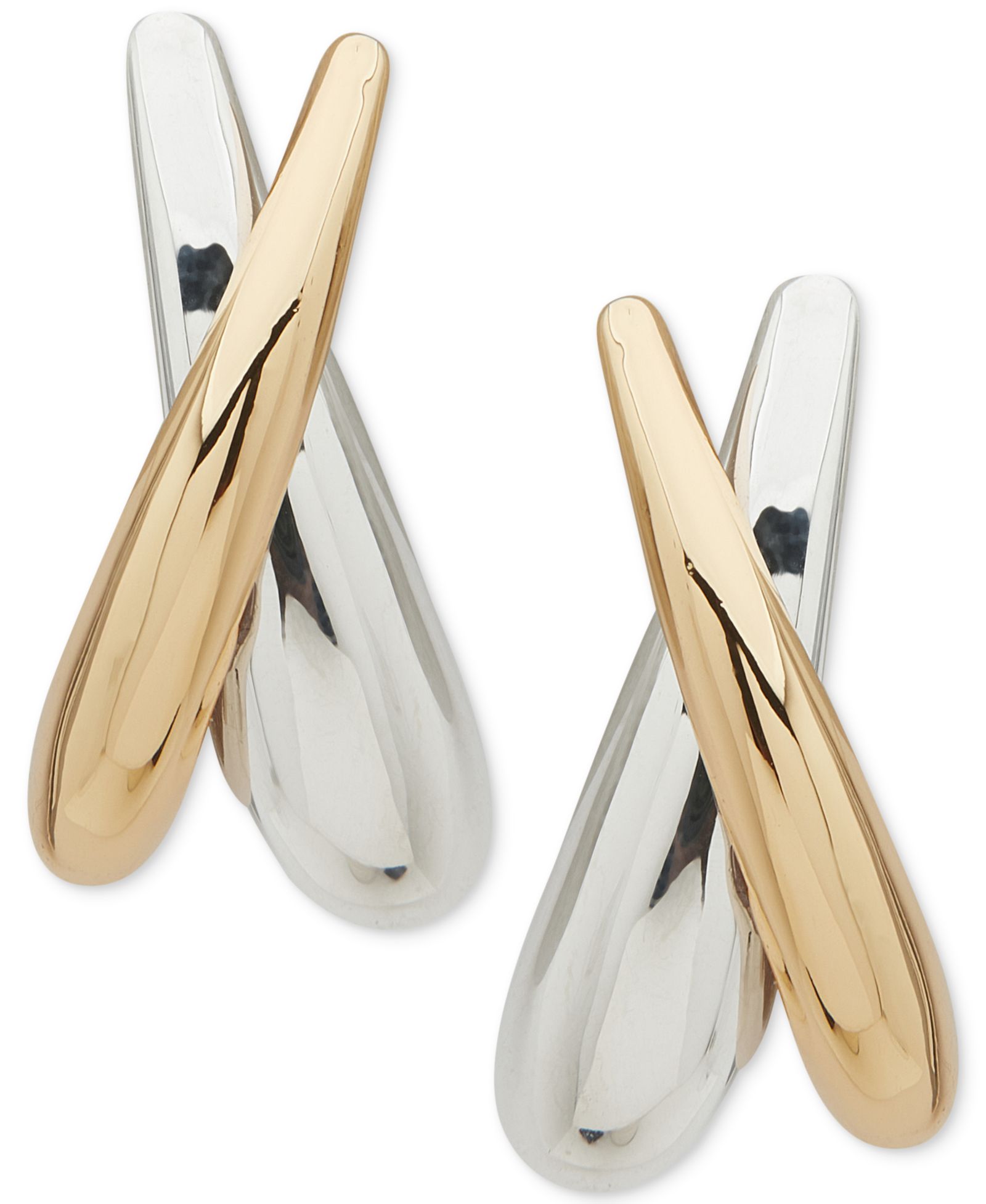 Anne Klein Two-Tone Polished Tapered Crossover Statement Earrings