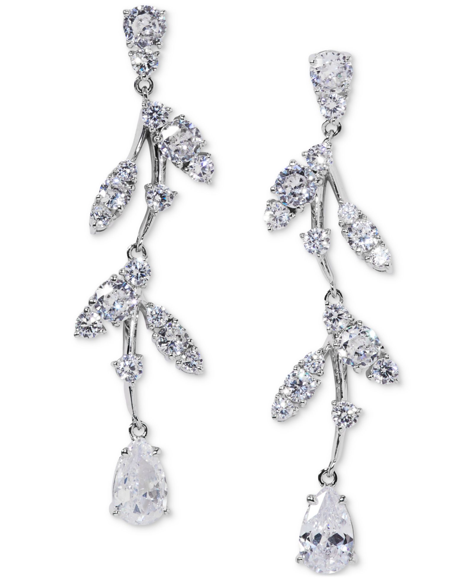 Eliot Danori Silver-Tone Cubic Zirconia Vine Linear Drop Earrings, Exclusively at Macy's