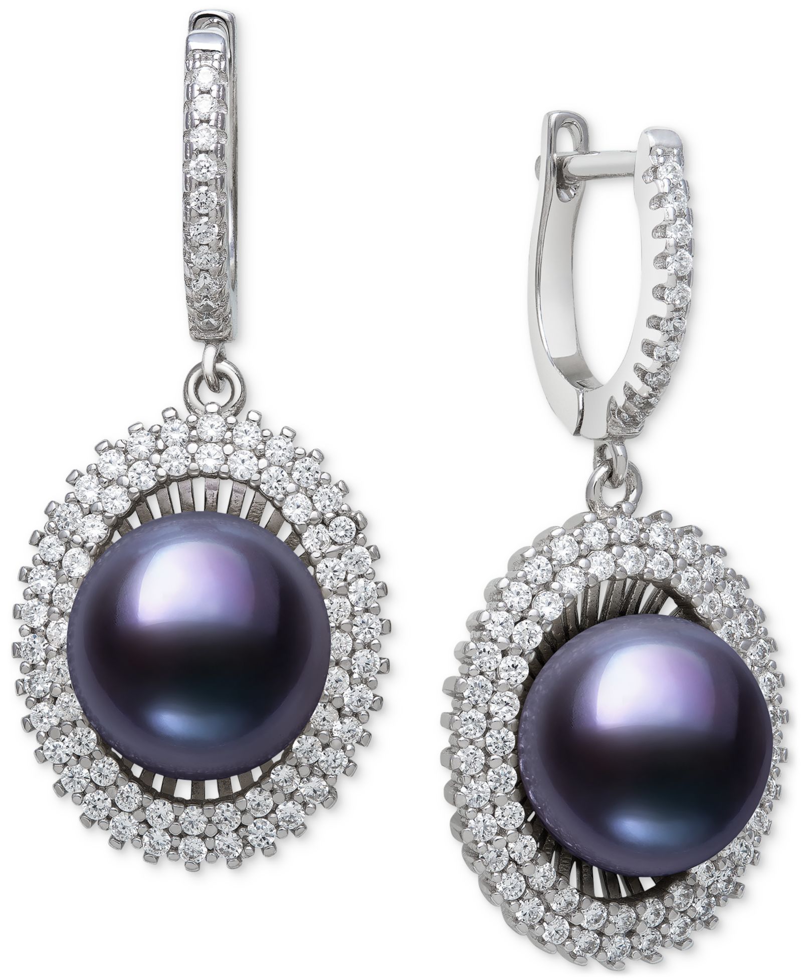 Серьги Belle de Mer Peacock Black с жемчугом и кубическим цирконием в стерлинговом серебре