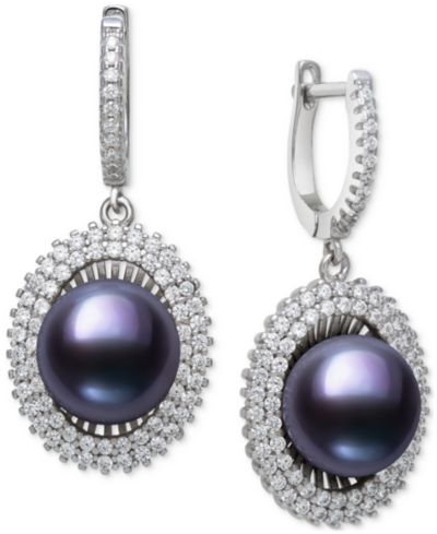 Серьги Belle de Mer Peacock Black с жемчугом и кубическим цирконием в стерлинговом серебре