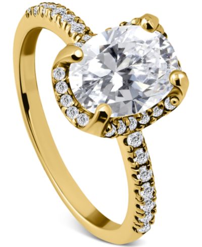 Giani Bernini Кольцо с овальным гало из кубической цирконии в 18k Gold-Plated Sterling Silver