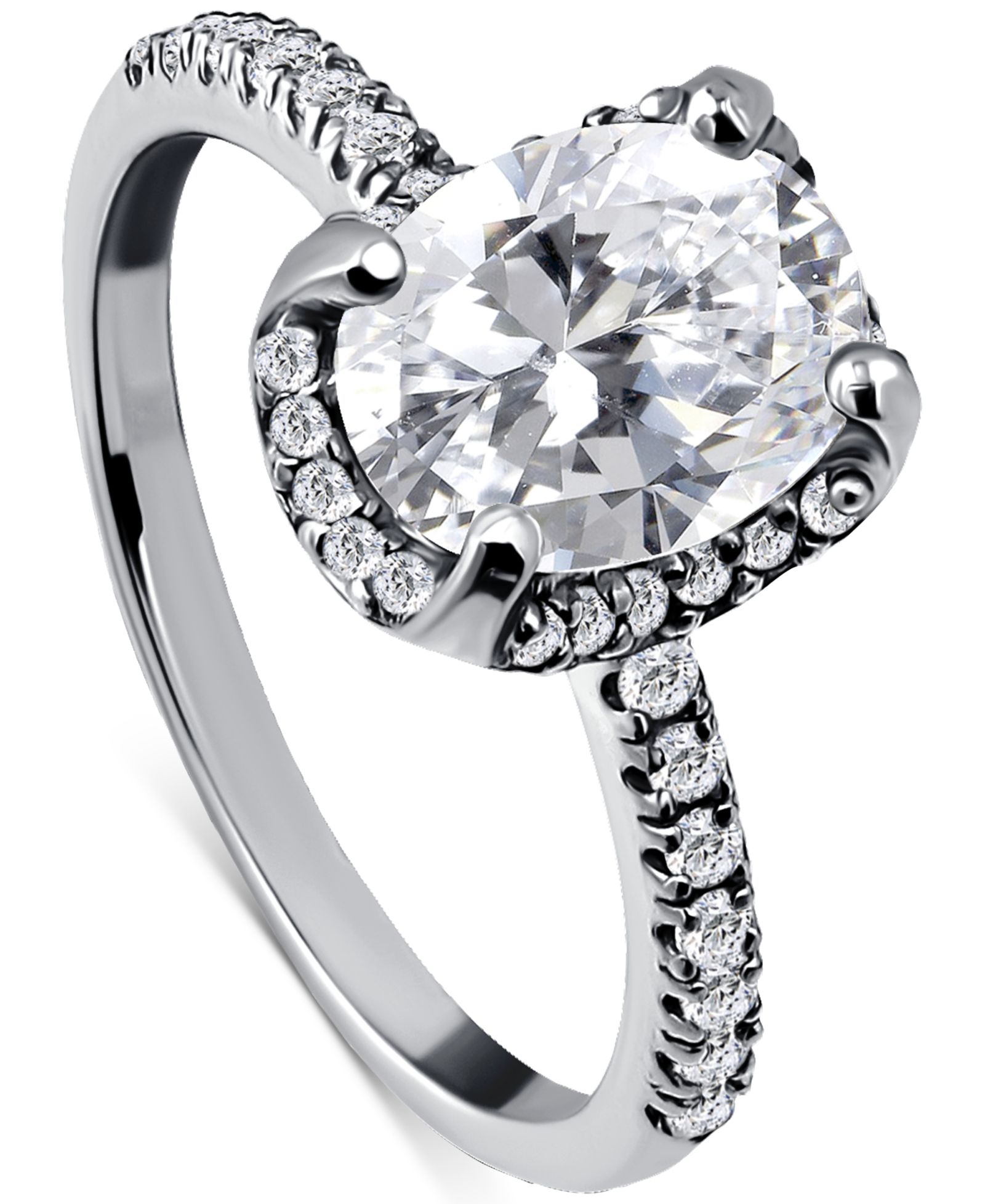 Giani Bernini Кольцо с овальным гало из кубической цирконии в 18k Gold-Plated Sterling Silver