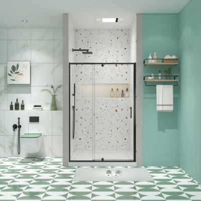 Streamdale Furniture Pivot Swing Glass Shower Door, 1/4" Clear Tempered Glass