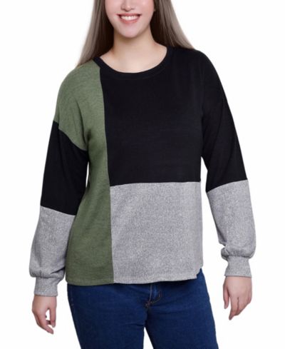 Женский топ NY Collection с длинным рукавом и цветовым блоком