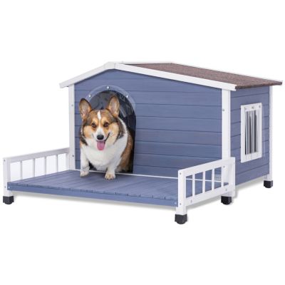 Streamdale Furniture Streamdale Large Wooden Dog House with Terrace and Waterproof Roof