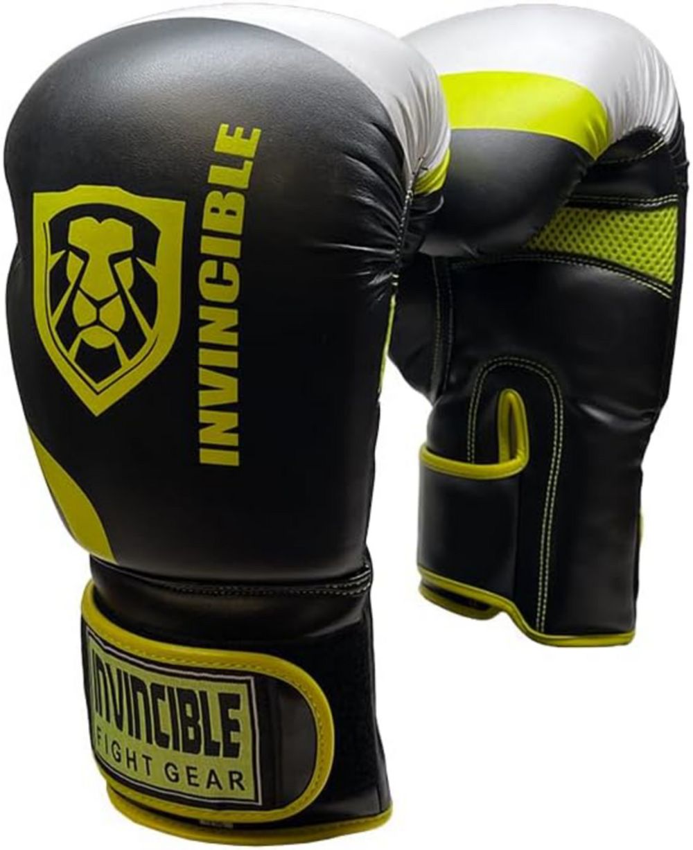 Amber Sports Invincible Toughtek Training Boxing Gloves, Black/Brown, 14 oz