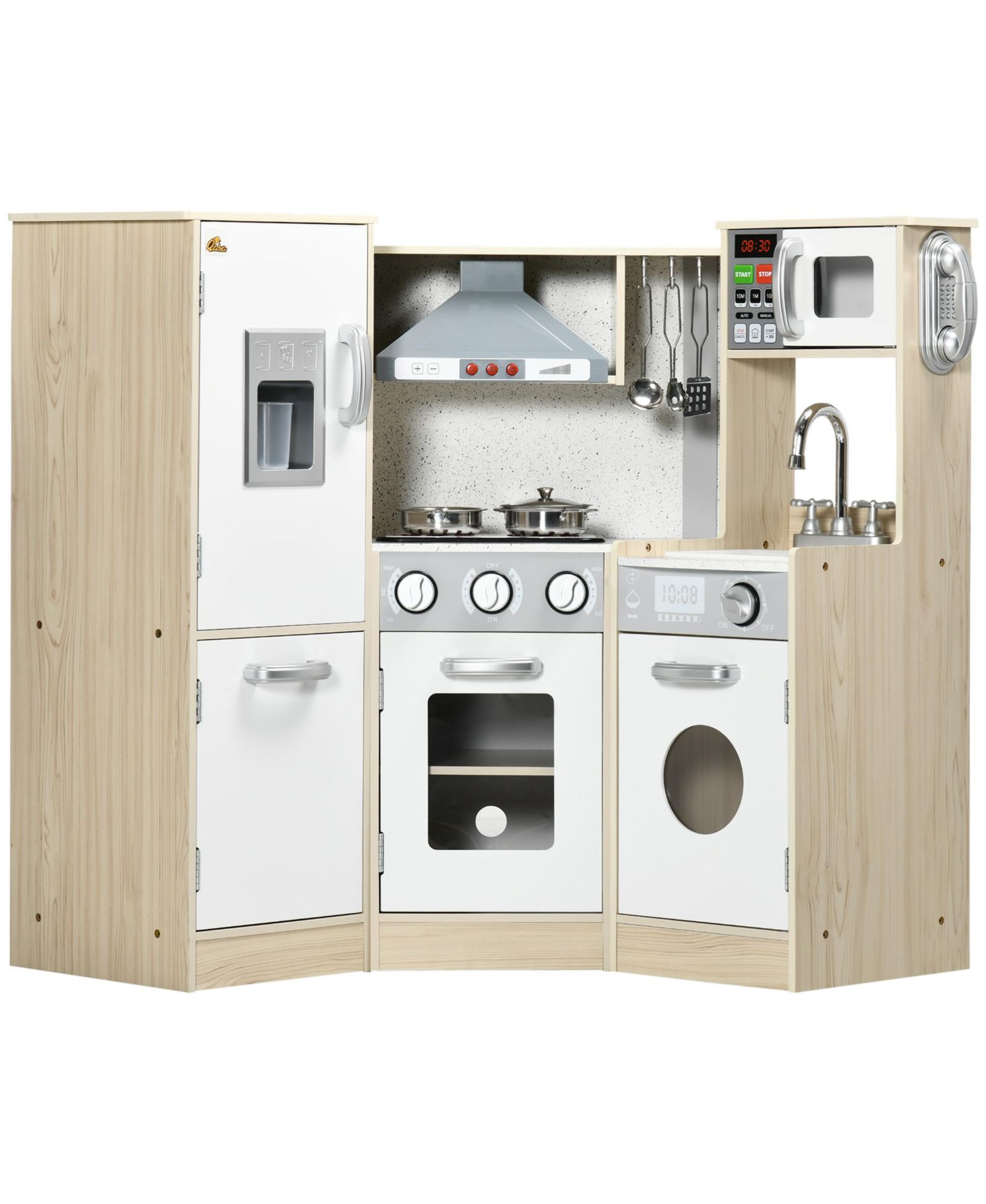 Streamdale Furniture Qaba сверхбольшая угловая игровая кухня со звуковыми эффектами, от 3 до 6 лет