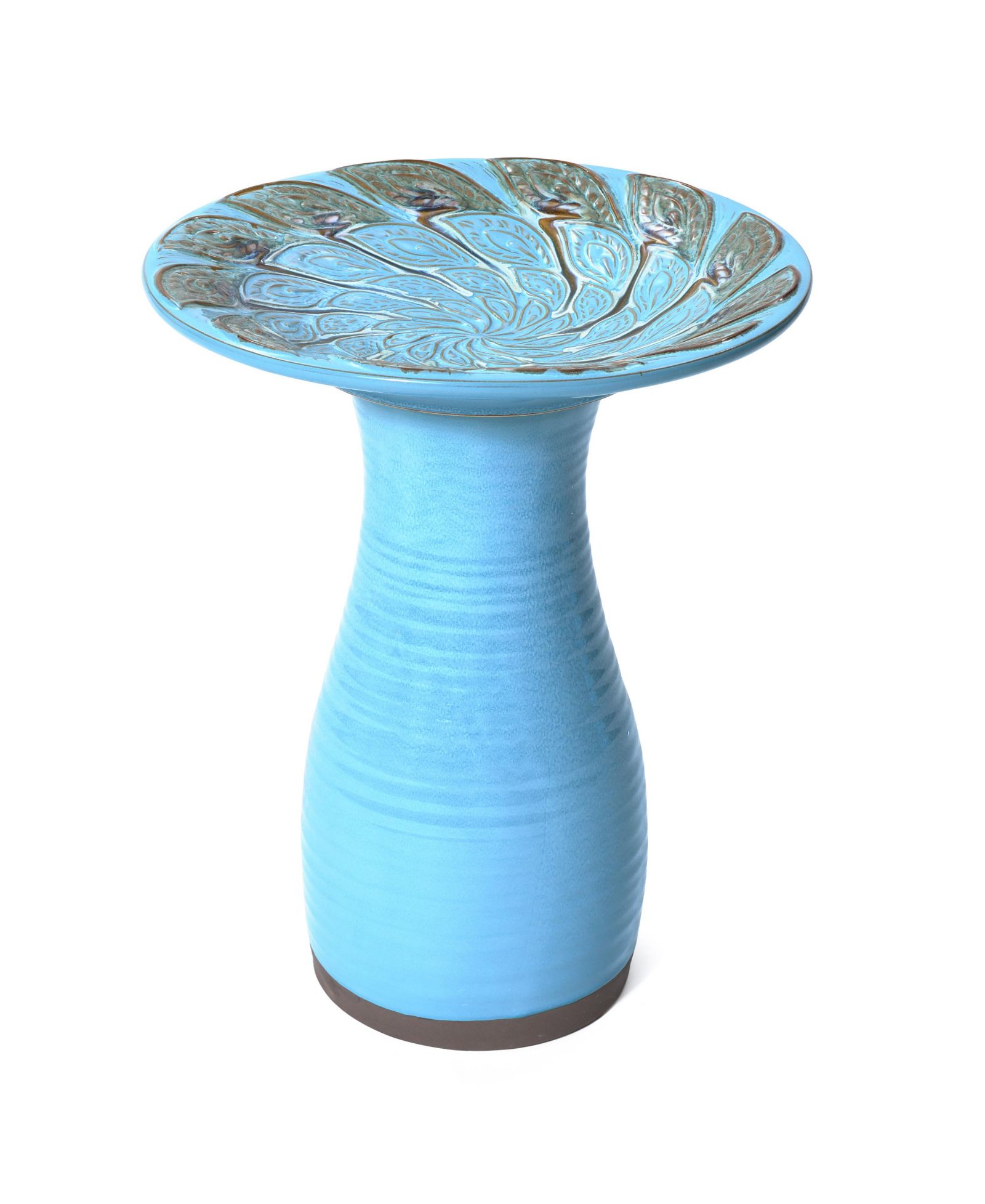 Винтажная керамическая чаша для птиц LuxenHome Powder Blue Spiral 20-In Tall