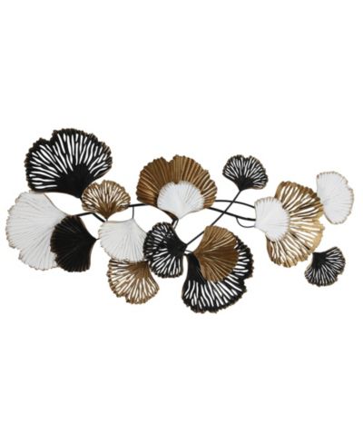 LuxenHome Metal Ginkgo Leaves Modern Wall Decor