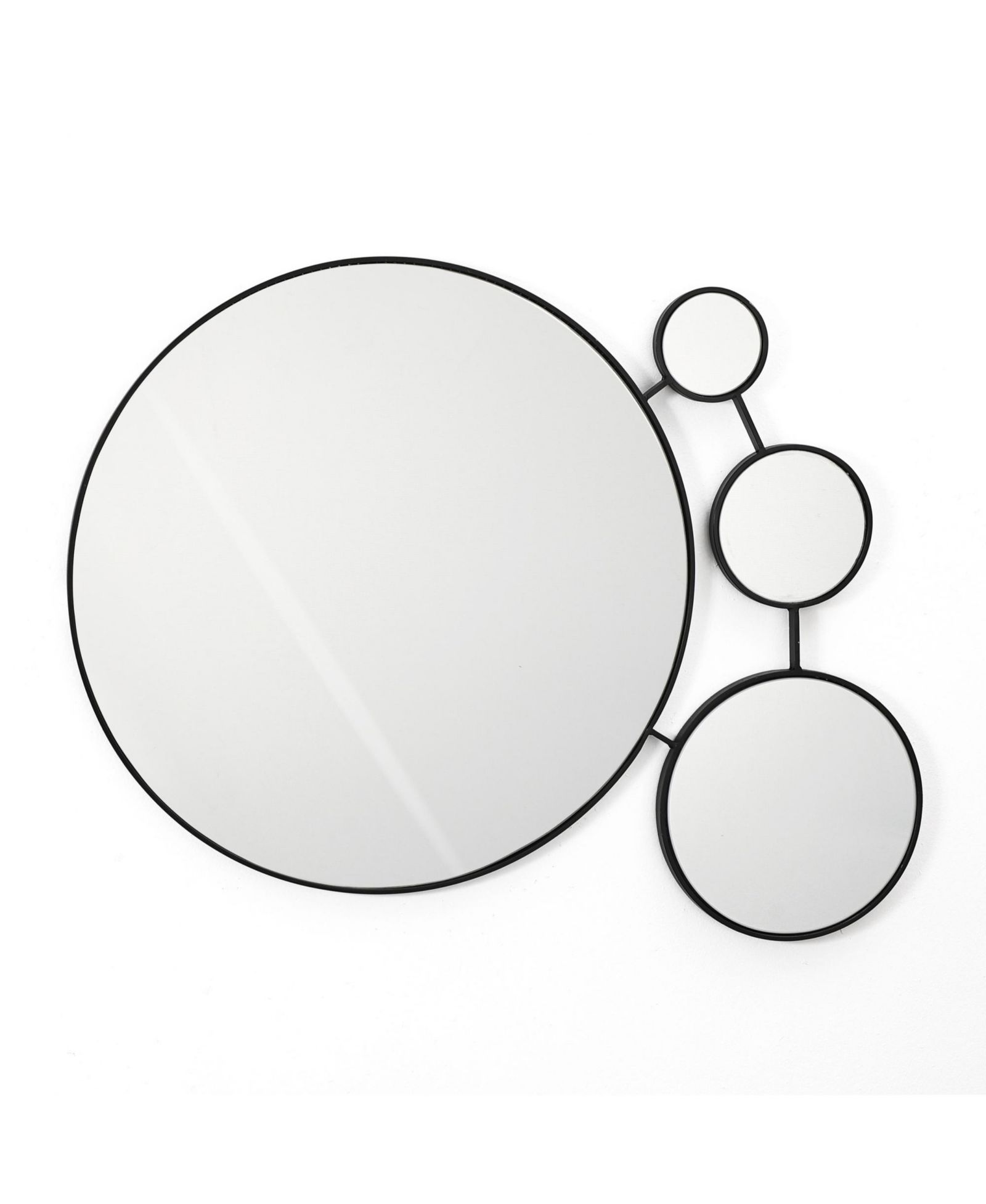 LuxenHome Circles Black Metal Frame Round Wall Mirror