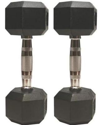 Amber Sports Barbell гантели Hex с резиновым покрытием и металлическими ручками, пара, 30lb