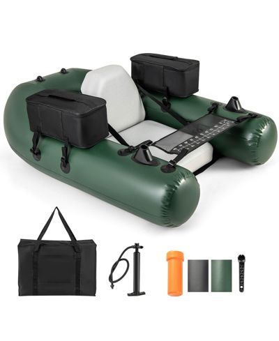 Inflatable Fishing Float Tube with Fish Ruler Angling Base 2 Storage