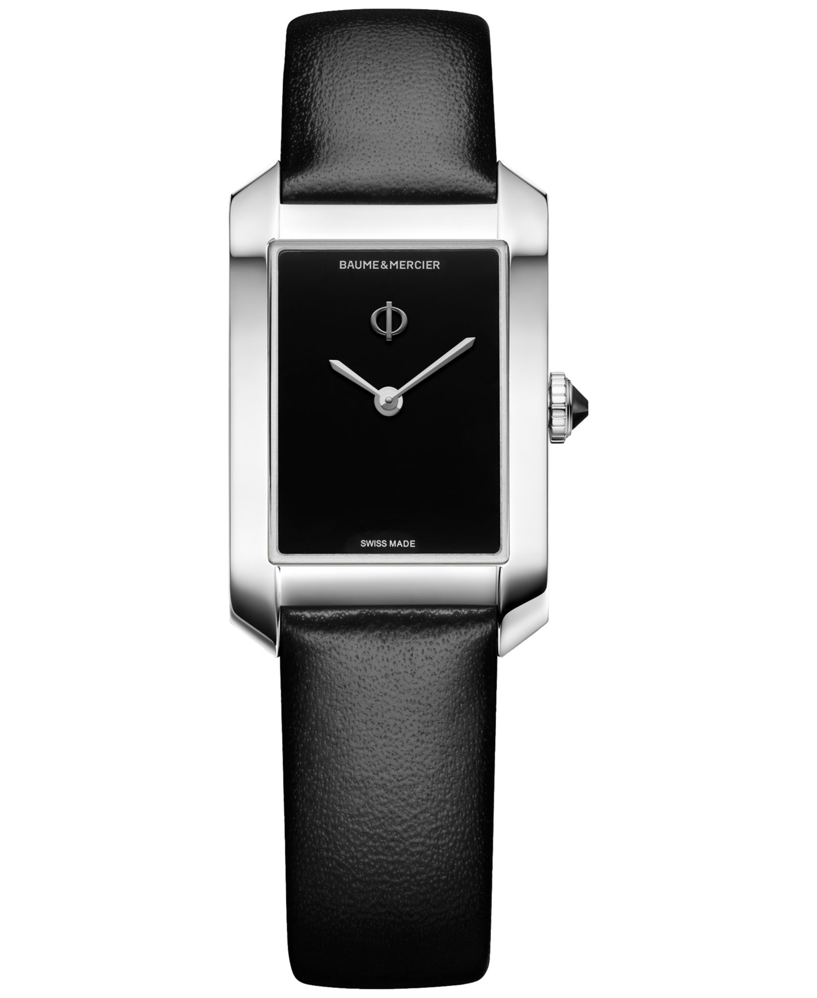 Женские часы Baume & Mercier Swiss Hampton Black Leather Strap 35x22mm