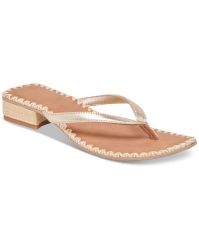 Dolce Vita Women's Barty Whipstitch Low Block-Heel Thong Sandals