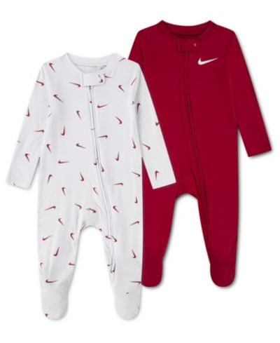 Nike Baby Essentials Viscose Long-Sleeve Footed Coveralls, 2 Pack