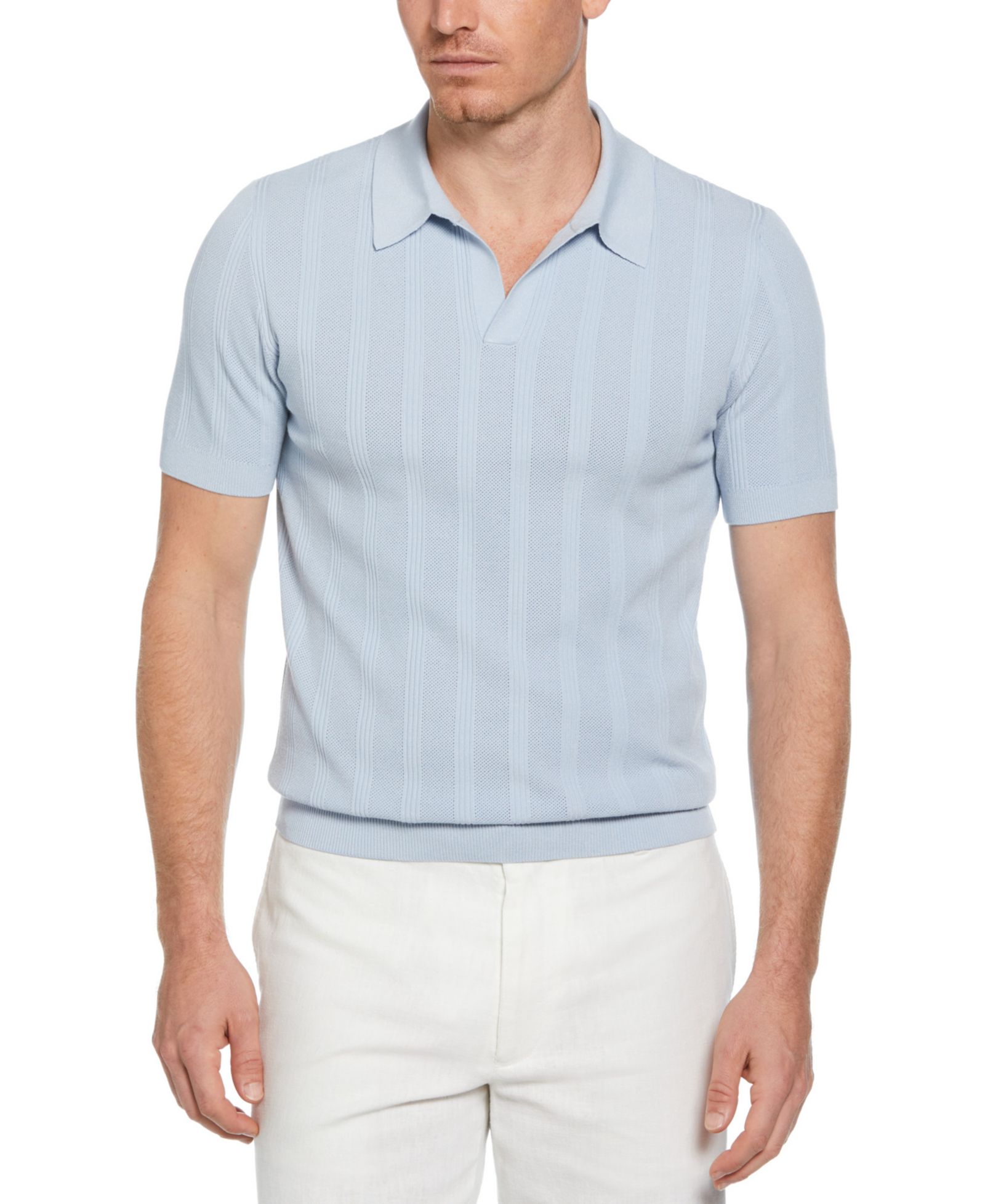 Perry Ellis Men's Johnny Collar Stripe Polo Sweater