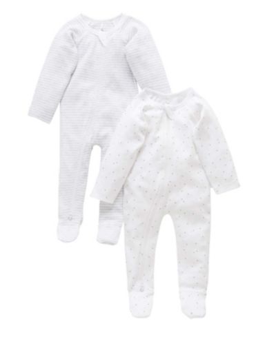 Purebaby Baby Boy and Baby Girl 2 Pack Zip Coverall