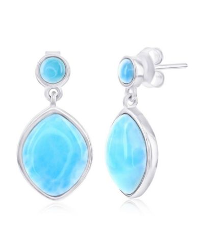 Caribbean Treasures серьги-подвески из стерлингового серебра Round & Marquise Larimar
