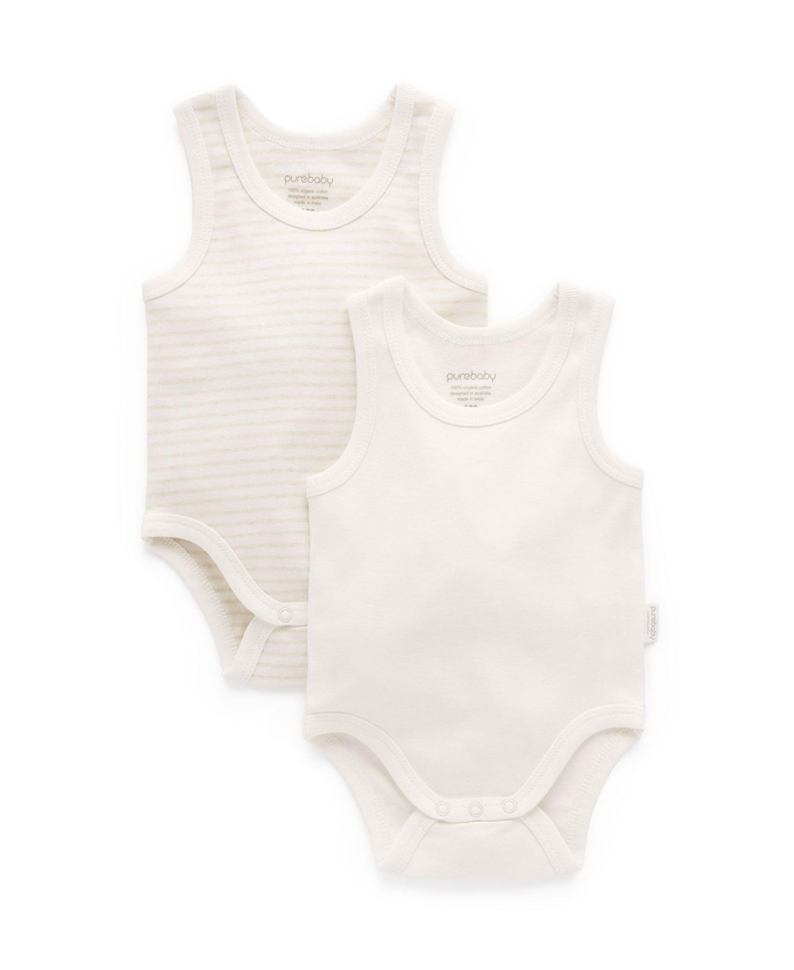 Purebaby Baby Boy and Baby Girl Rib Bodysuit 2 pack