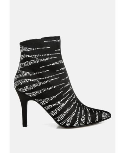 London Rag Womens Toget Satin Rhinestone Ankle Party Boots