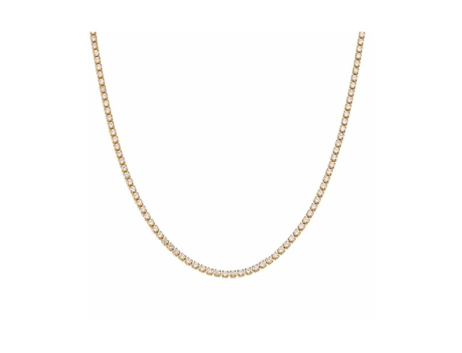 Золотое теннисное ожерелье Hollywood Sensation 18k Gold Plated с Cubic Zirconia