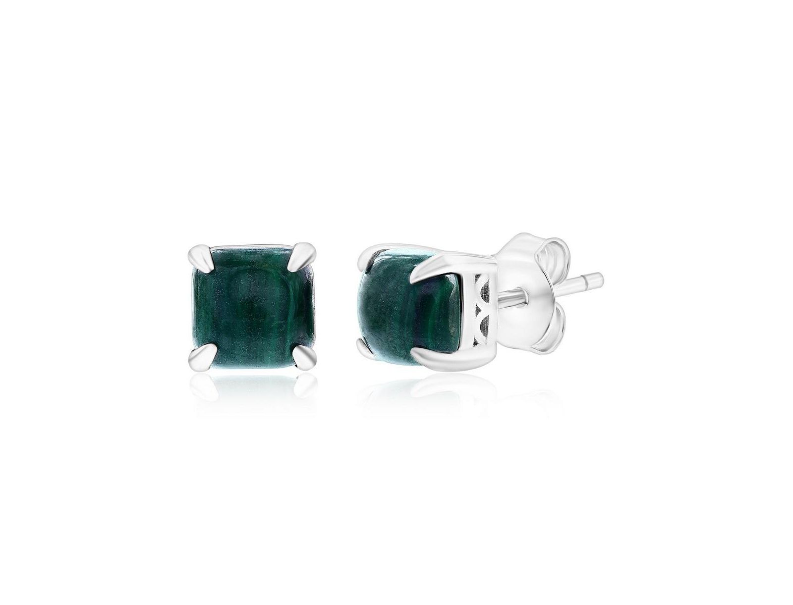 Caribbean Treasures Sterling Silver, 6mm Square Stud Earrings (Available in Larimar, Lapis, Malachite or Kyanite)