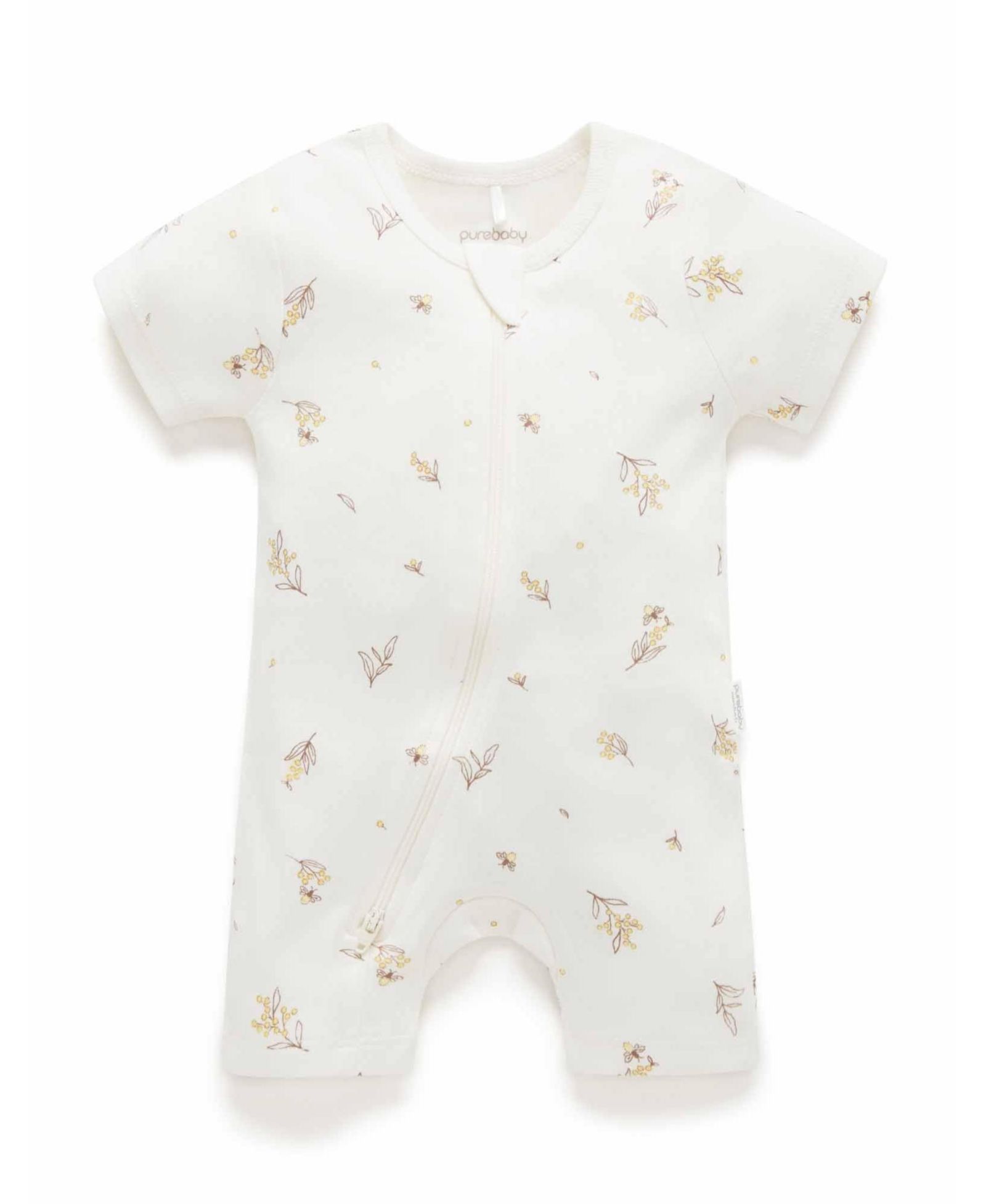 Purebaby Детский комбинезон с коротким рукавом на молнии для мальчиков и девочек