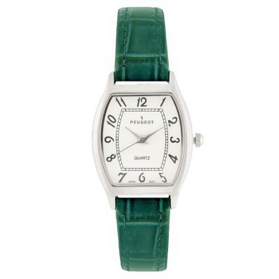 Женские часы Peugeot Cushion Shape Green Leather Band