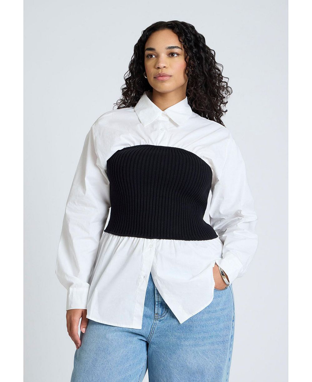 ELOQUII Women's Sweater Tube Twofer Top