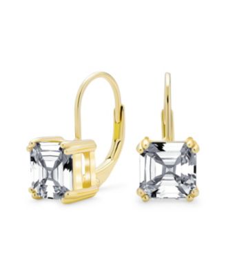 Серьги Bling Jewelry с кубическим цирконием Asscher Cut, позолоченное серебро 925 пробы