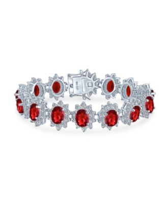 Браслет Bling Jewelry Crown Halo CZ Statement Cocktail Vintage Style Ruby Red Oval CZ