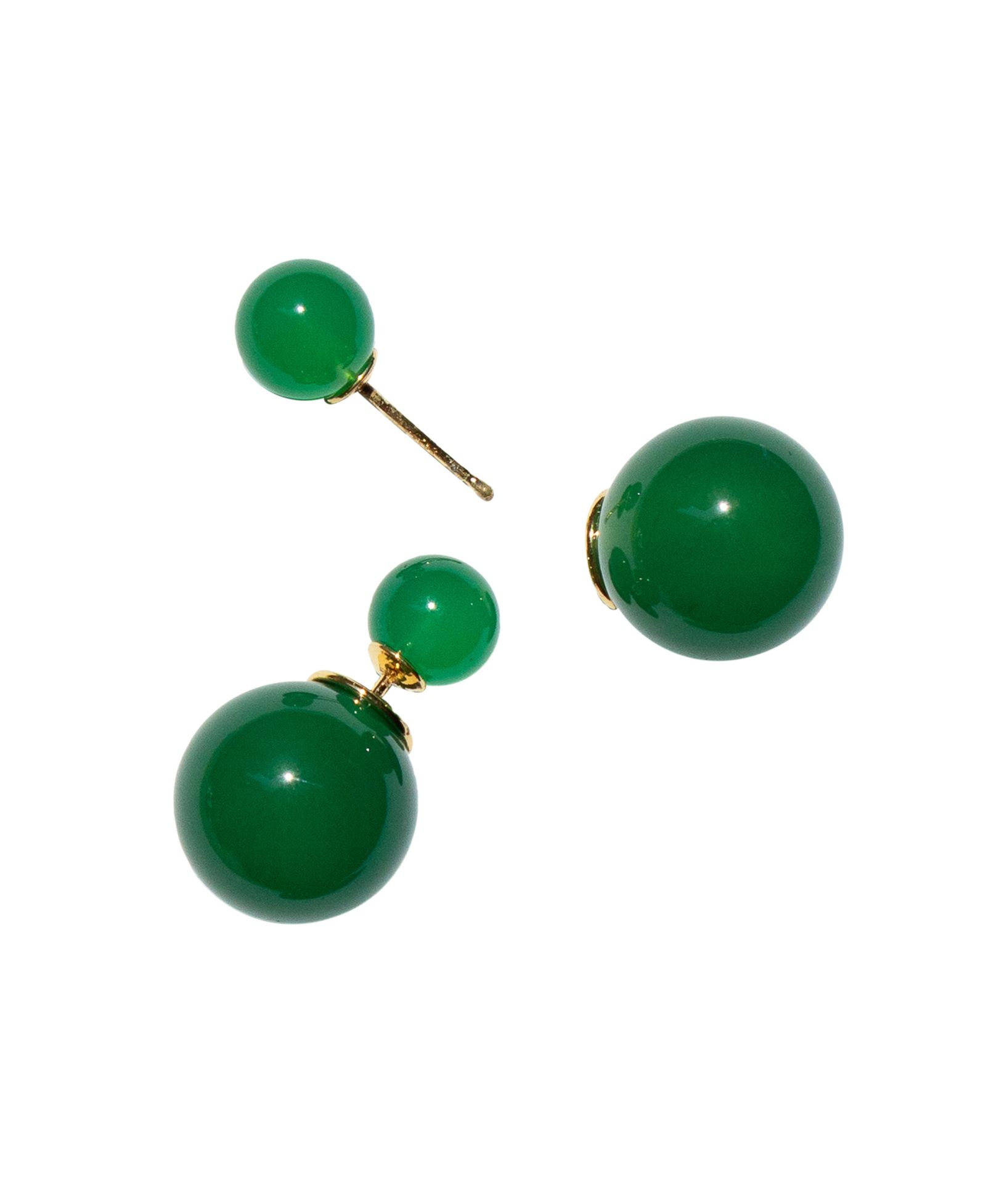 Серьги-гвоздики Orbit Duo Jade-Green Chalcedony