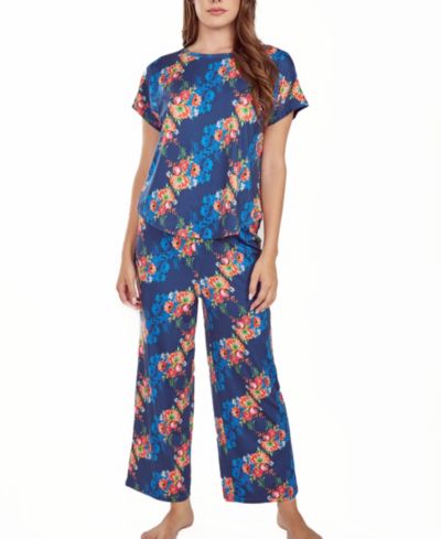Комплект пижамы iCollection Women's Floral Microfiber Crop Pant and Top