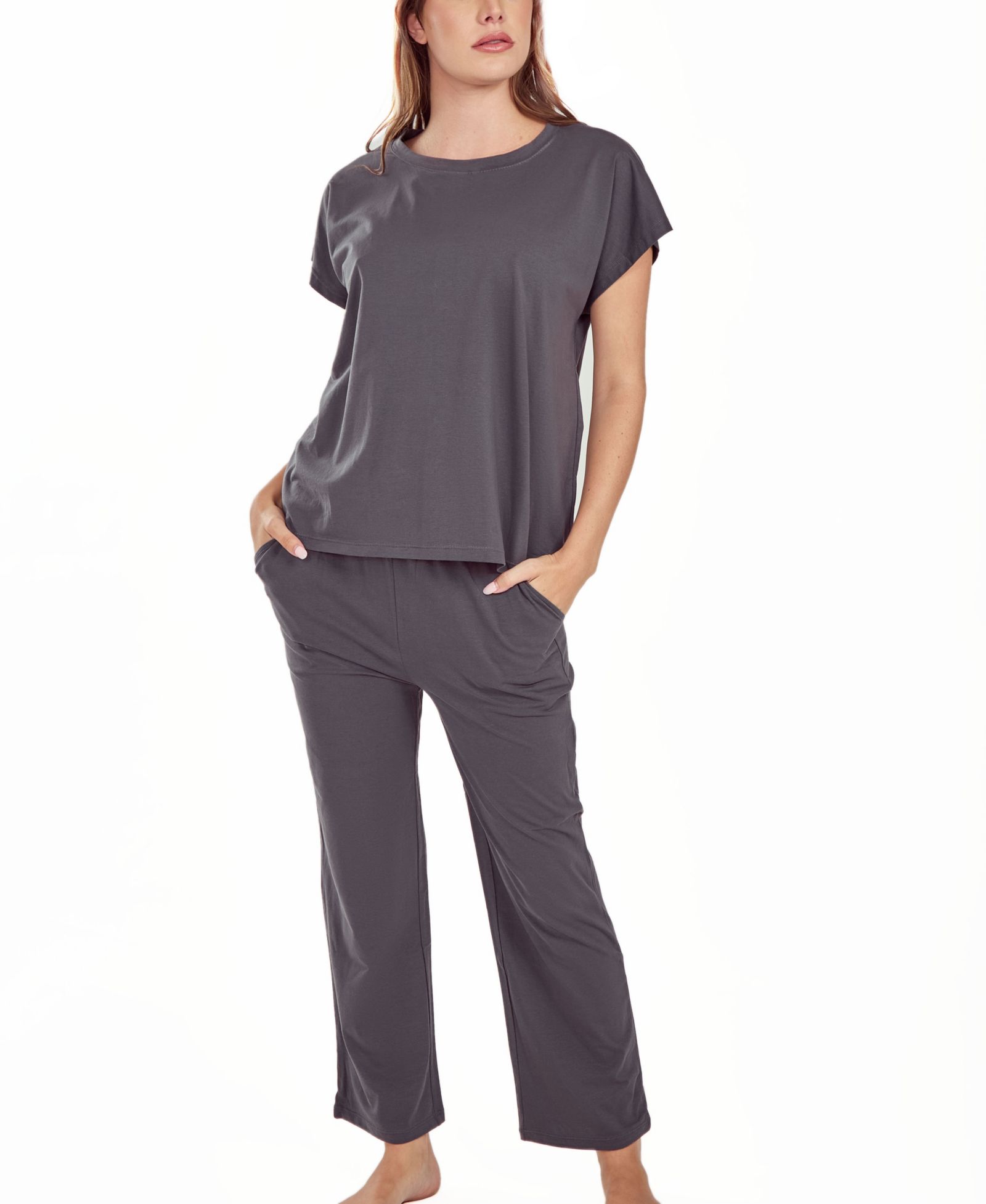 Женский пижамный комплект iCollection Soft Knit Top and Crop Pant