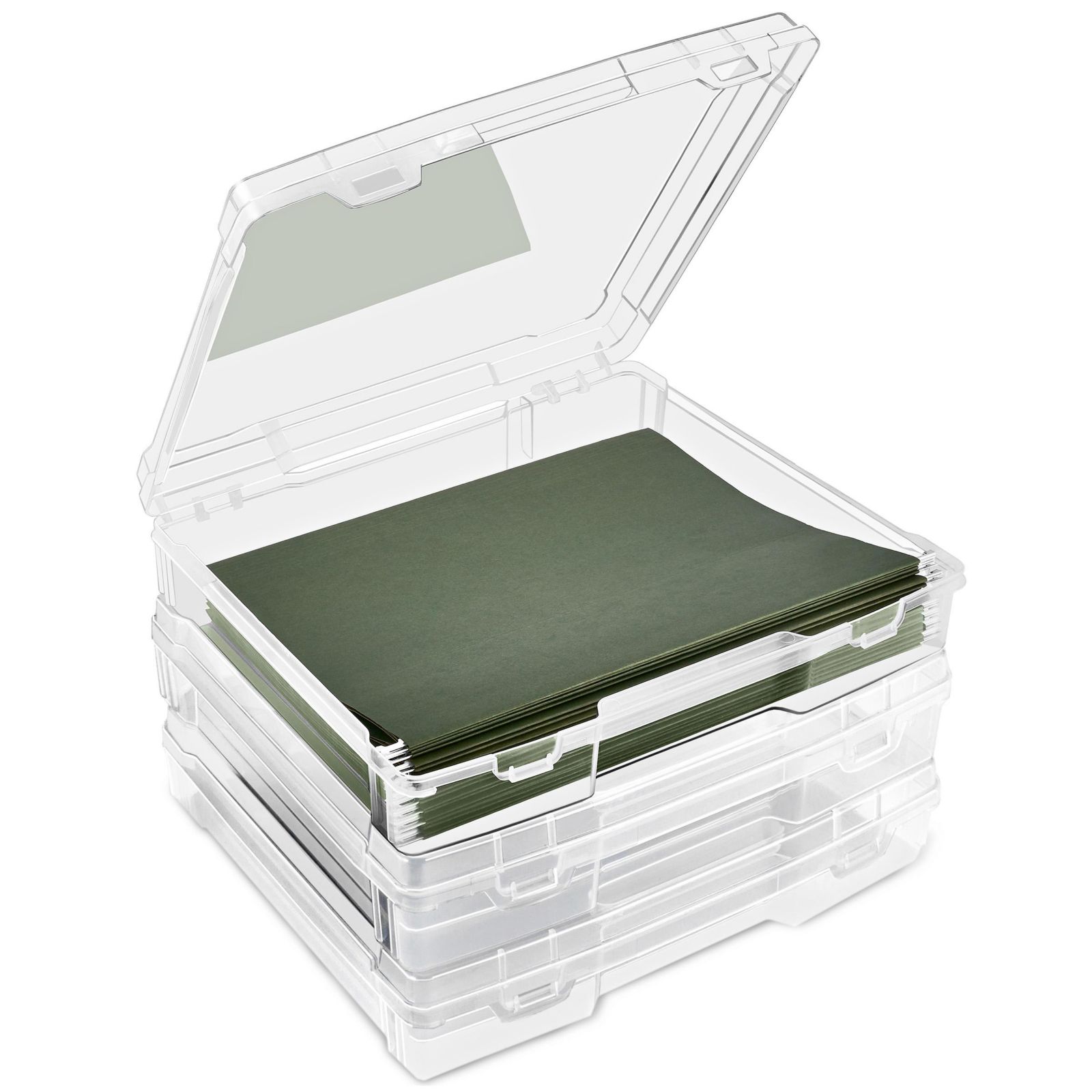 Sorbus Set of 3 Wide Hanging File Organizer Bin Clear Plastic Stackable for Document Storage