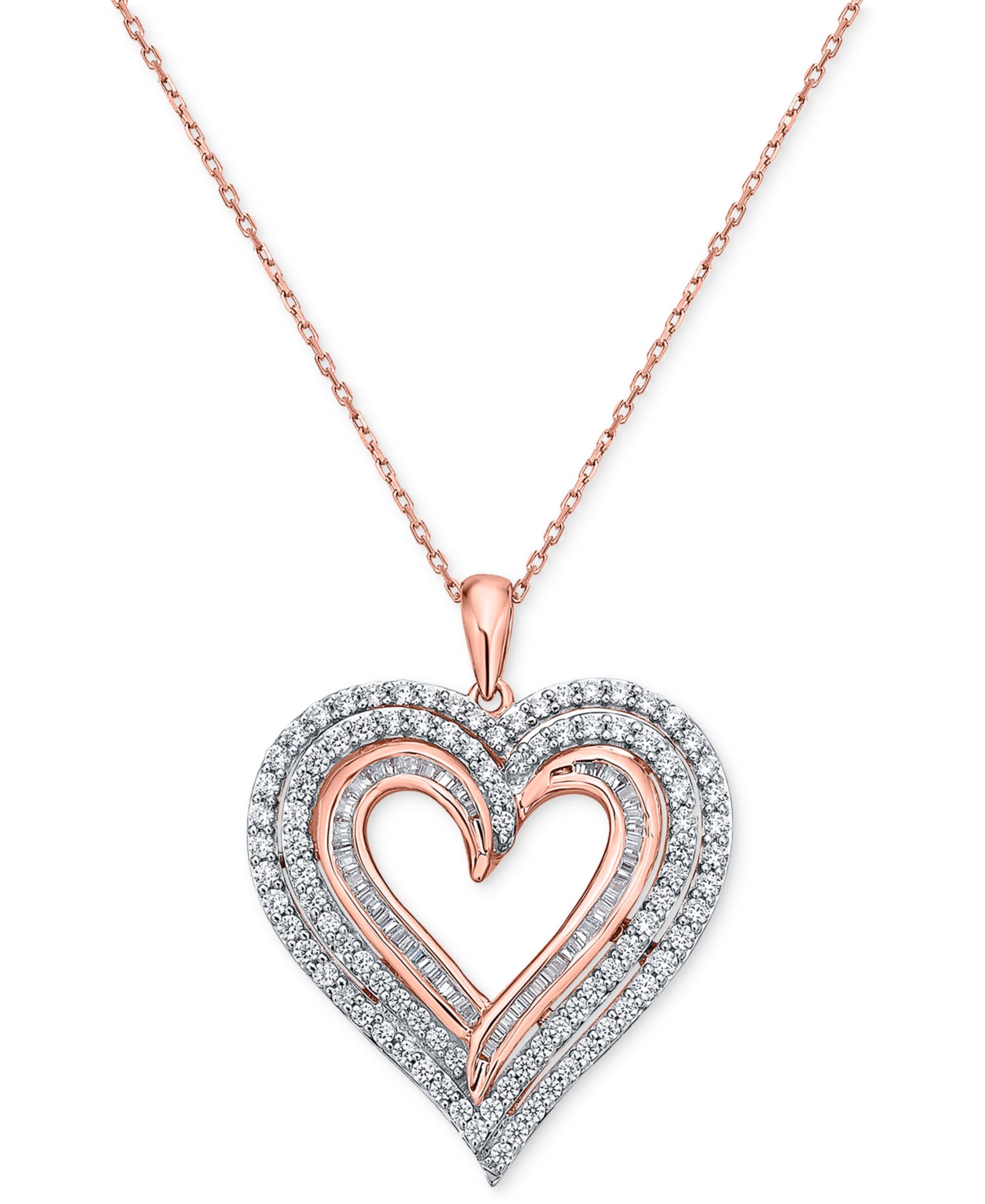 Подвеска Diamond Heart 18" в розовом золоте 10k (1 ct. t.w.)