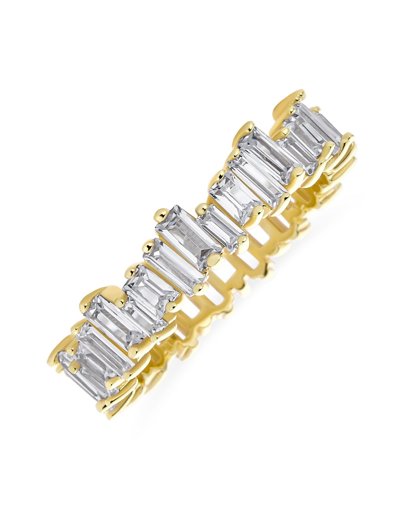 Свадебное кольцо Bling Jewelry CZ Zig Zag Baguette из стерлингового серебра с позолотой 14k